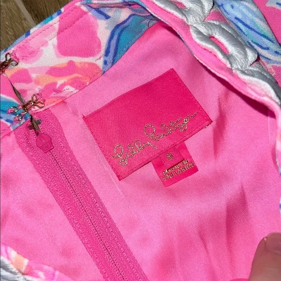 Lilly Pulitzer Pink and Blue Floral Romper. Preowned. Reposhed - Picture 5 of 10